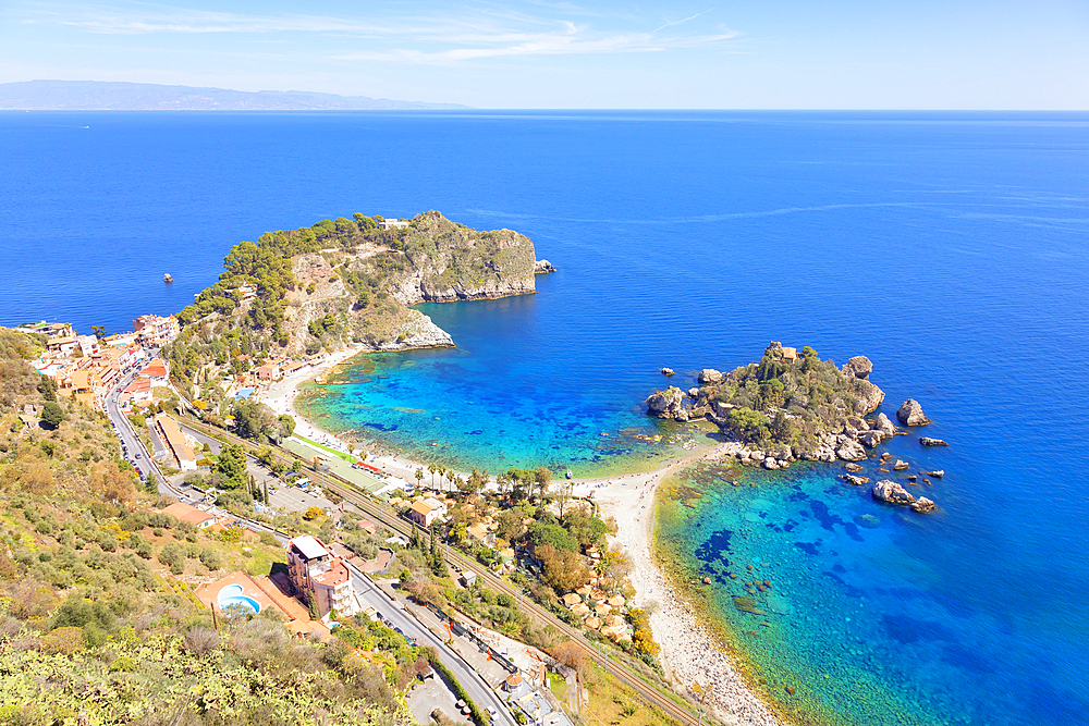 Isola Bella, high angle view, Taormina, Sicily, Italy, Mediterranean, Europe