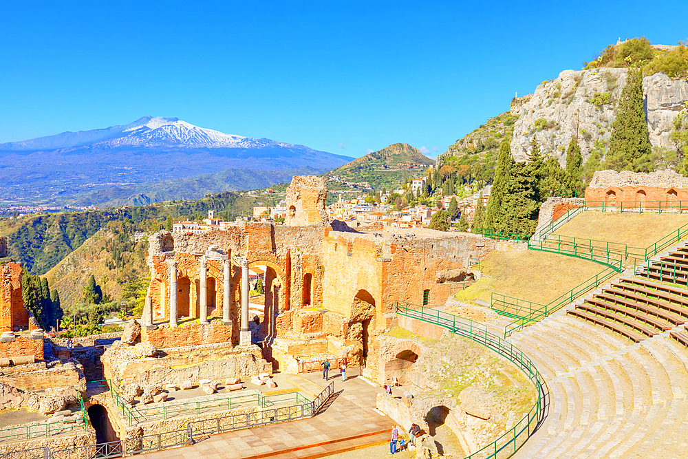 The Greek Theatre, Taormina, Sicily, Italy, Mediterranean, Europe