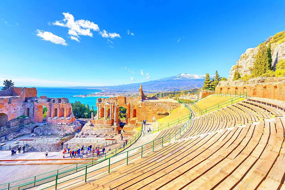 The Greek Theatre, Taormina, Sicily, Italy, Mediterranean, Europe