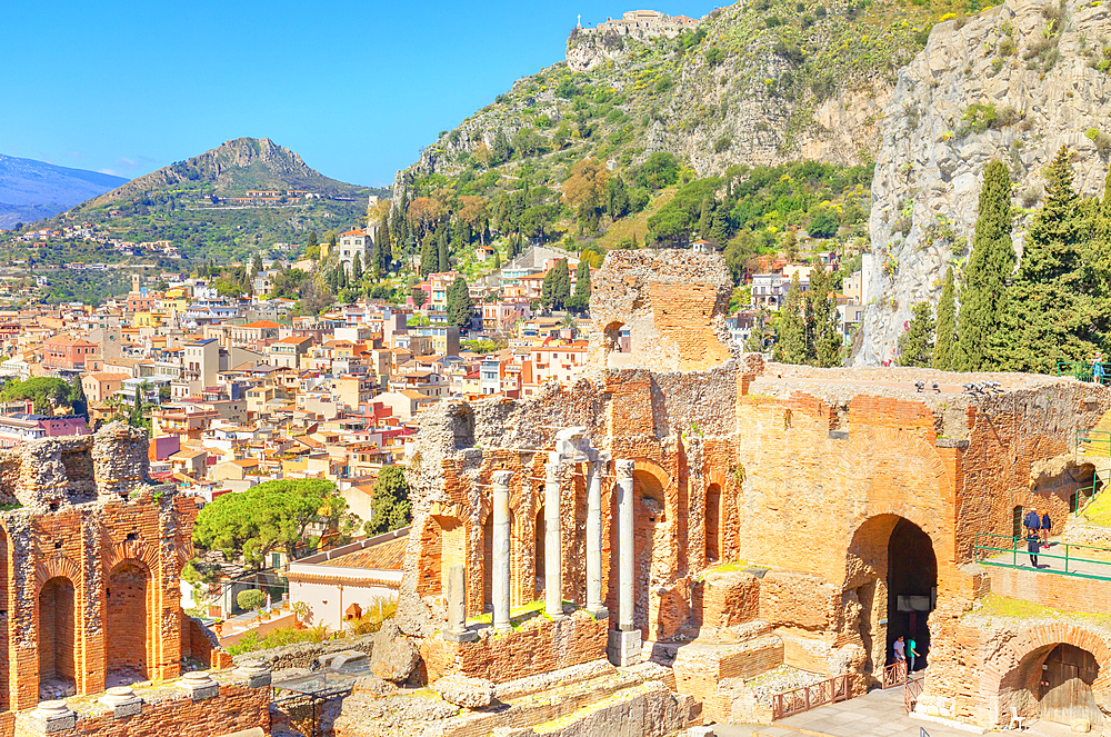 The Greek Theatre, Taormina, Sicily, Italy, Mediterranean, Europe