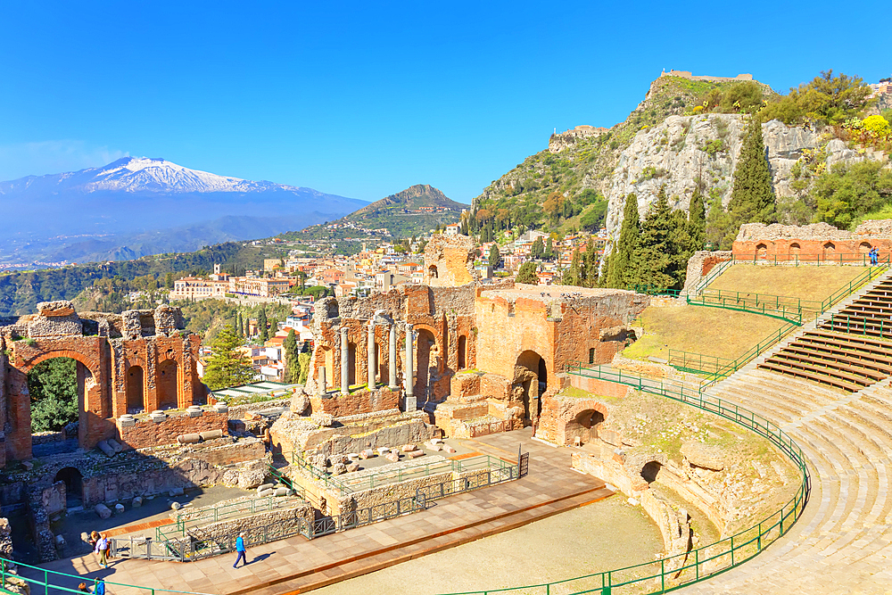 The Greek Theatre, Taormina, Sicily, Italy, Mediterranean, Europe