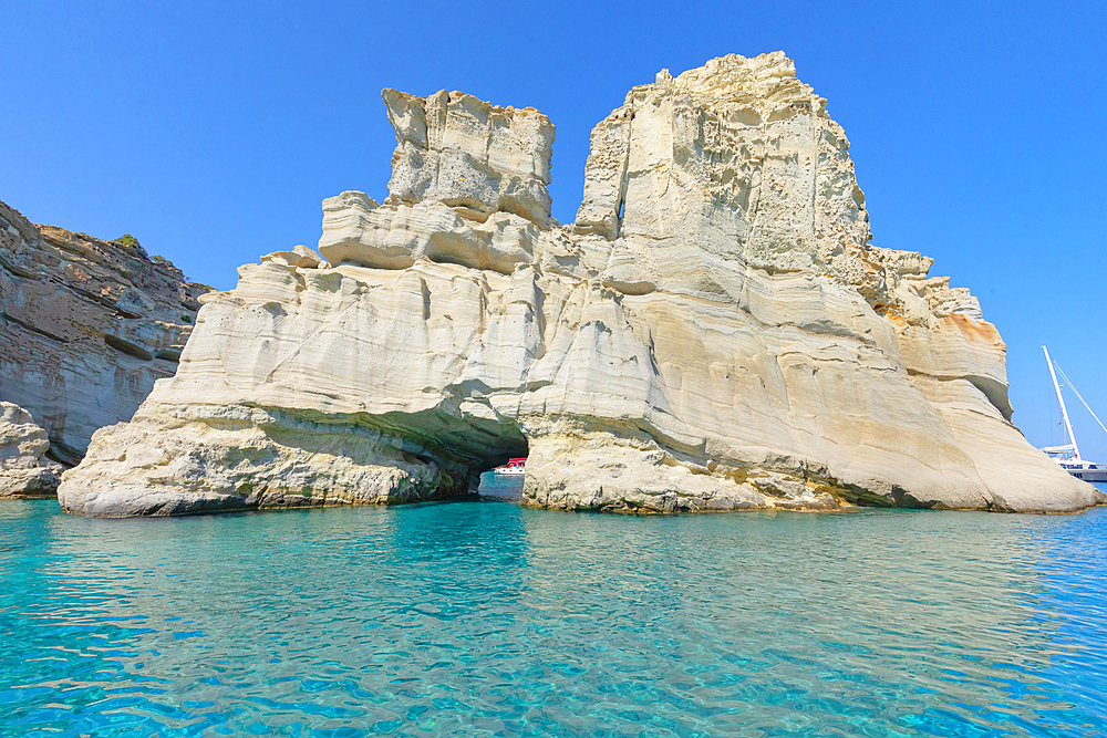 Kleftiko rock formations, Kleftiko, Milos Island, Cyclades Islands, Greek Islands, Greece, Europe