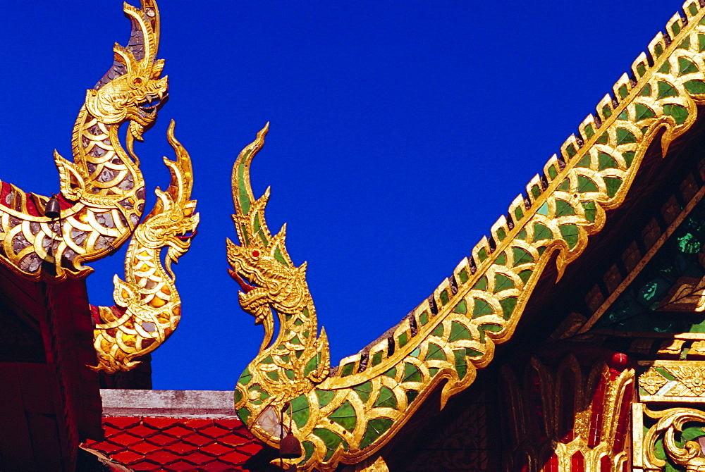 Nagas (sacred snakes) decoration on temple roof, Wat Phrathat Doi Suthep, Chiang Mai, Thailand