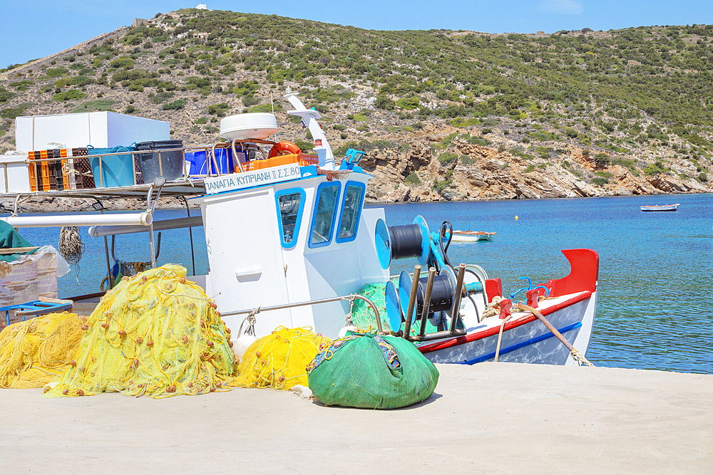 Fishing boat, Faros, Sifnos Island, Cyclades, Greek Islands, Greece, Europe