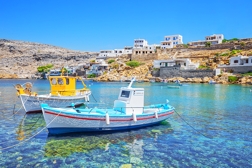 Fishing boats, Heronissos, Sifnos Island, Cyclades, Greek Islands, Greece, Europe