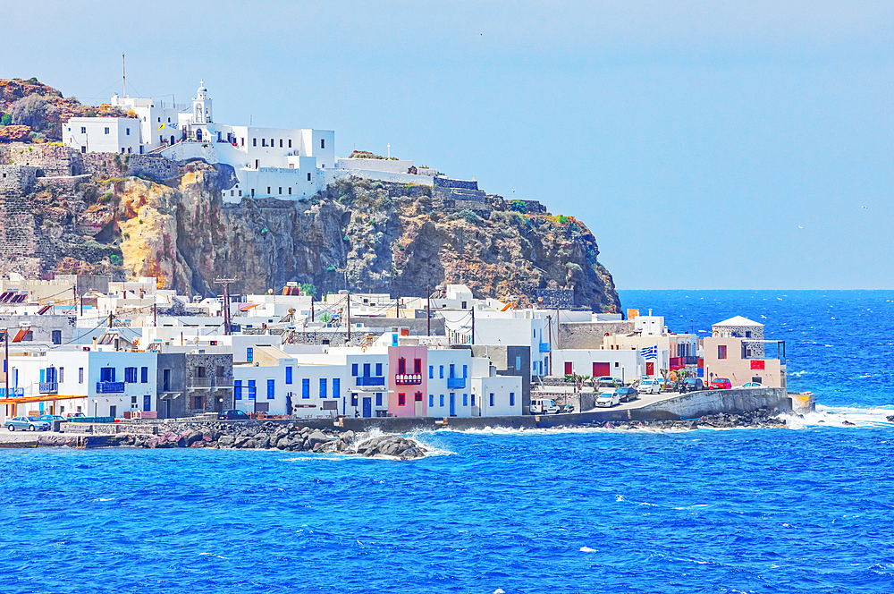 View of Mandraki town, Mandraki, Nisyros Island, Dodecanese Islands, Greece