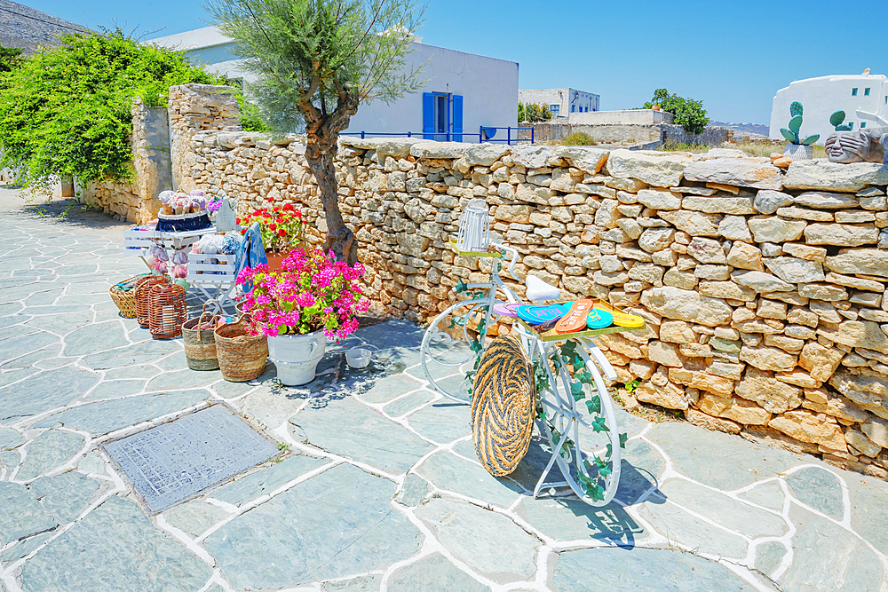 Artwork on display, Chora, Folegandros Island, Cyclades Islands, Greece