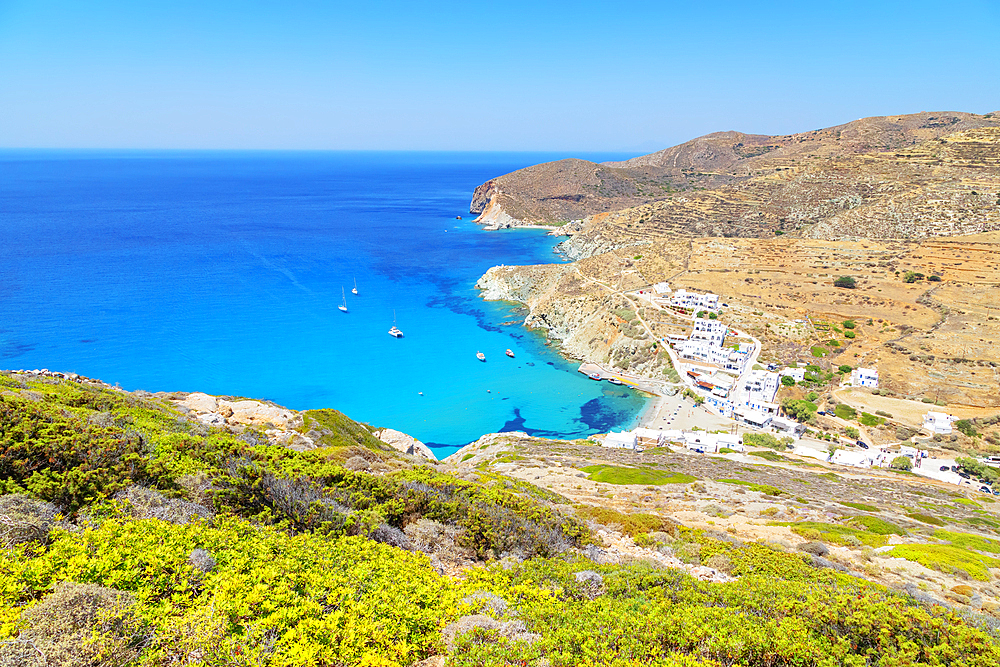 Agali bay, top view, Agali, Folegandros Island, Cyclades Islands, Greece