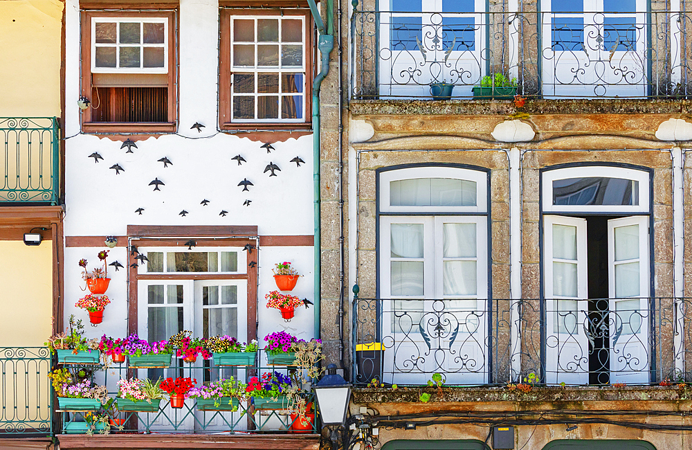 Traditional building facade, Guimaraes, Minho Region, Portugal