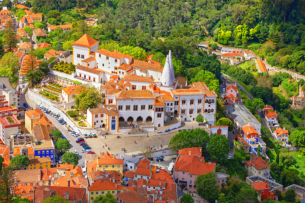 Sintra National Palace, high angle view, Sintra, Portugal