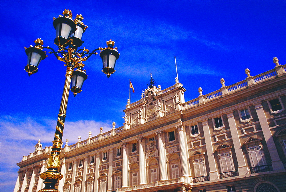 Palacio Real and gas lamp, Madrid, Spain