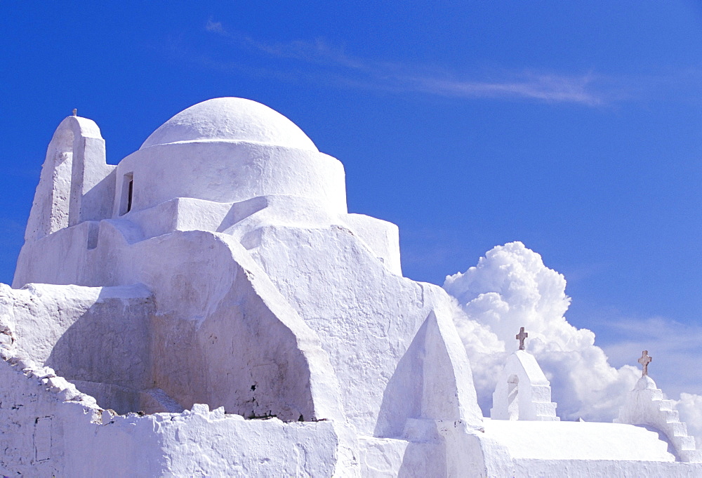 Christian church of Panagia Paraportiani, Mykonos, Cyclades islands, Greece, Mediterranean, Europe