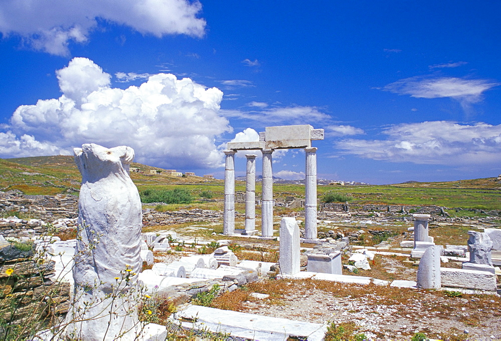 Estabishment of the Poseidoniasts, archaeological site, Delos, UNESCO World Heritage Site, Cyclades islands, Greece, Mediterranean, Europe