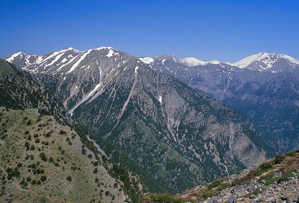 Mountains surrounding the Samaria Gorge, island of Crete, Greece, Mediterranean, Europe