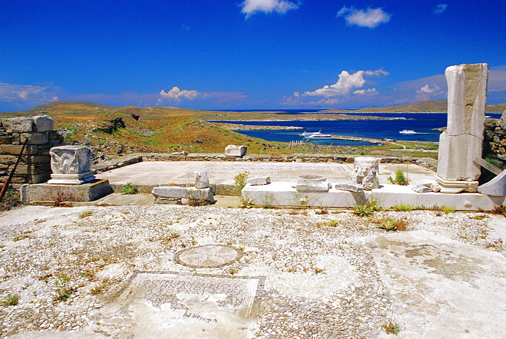 Floor mosaics (Serpion A), archaeological site, Delos, Rhodes, Cyclades Islands, Greece