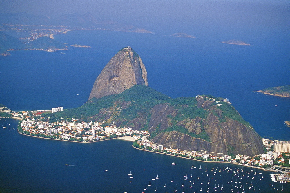 Aerial view of Pao de Acucar (Sugar Loaf mountain), Rio de Janeiro, Brazil, South America