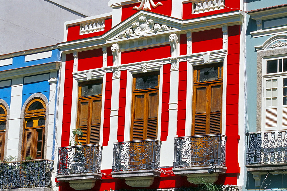 Colourful houses in the old centre, Rio de Janeiro, Brazil, South America