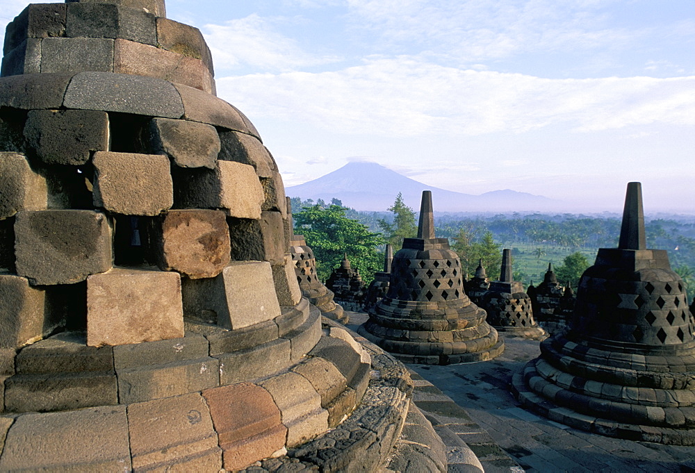 Arupadhatu view, 8th century Buddhist site of Borobudur, UNESCO World Heritage Site, island of Java, Indonesia, Southeast Asia, Asia