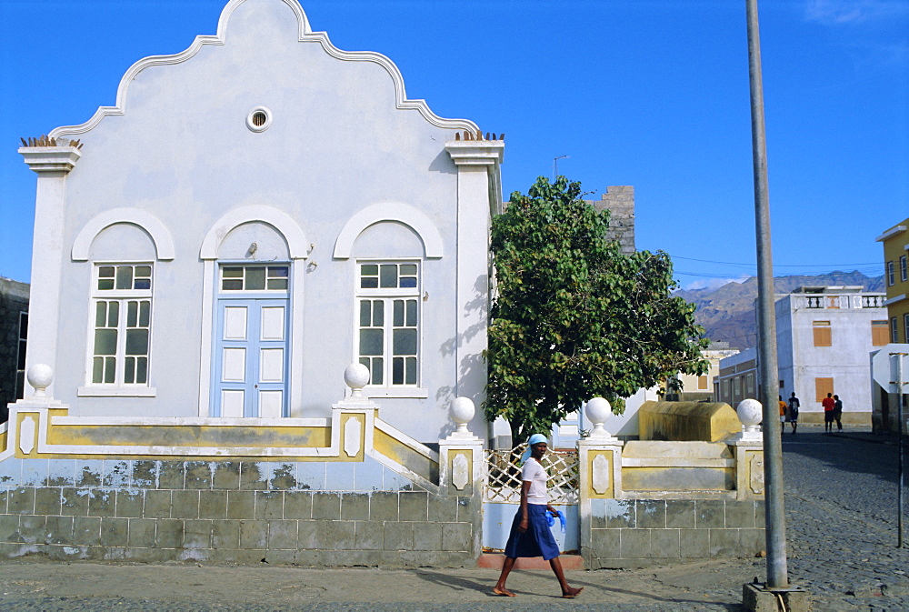 Street scene in Porto Novo, on the south coast of Santo Antao, Cape Verde Islands, Atlantic Ocean