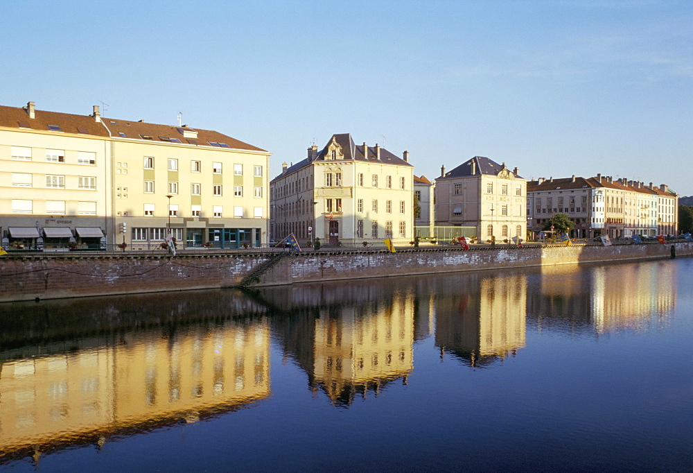 The banks of the Moselle River, Epinal, Vosges, Lorraine, France, Europe