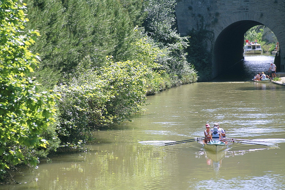 Malpas canal tunnel, Canal du Midi, UNESCO World Heritage Site, Beziers region, Herault, Languedoc Roussillon, France, Europe