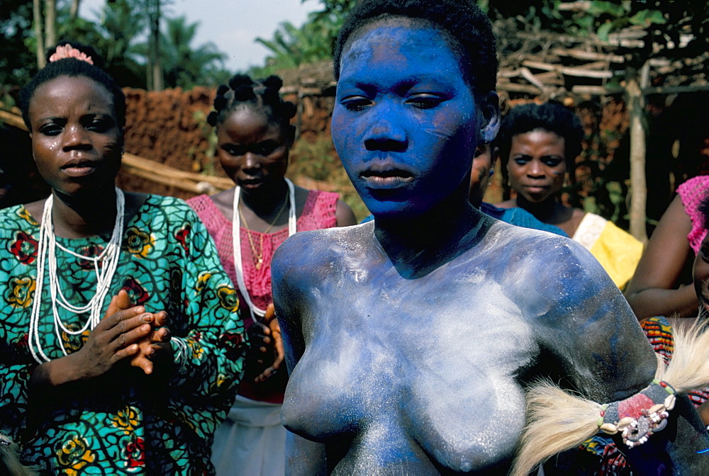 Woman participating in voodoo ceremony, Abomey, Benin (Dahomey), Africa