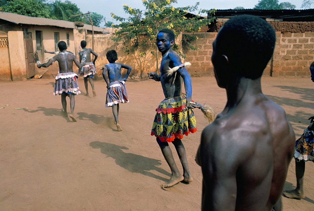 Participants in voodoo ceremony, Abomey, Benin (Dahomey), Africa