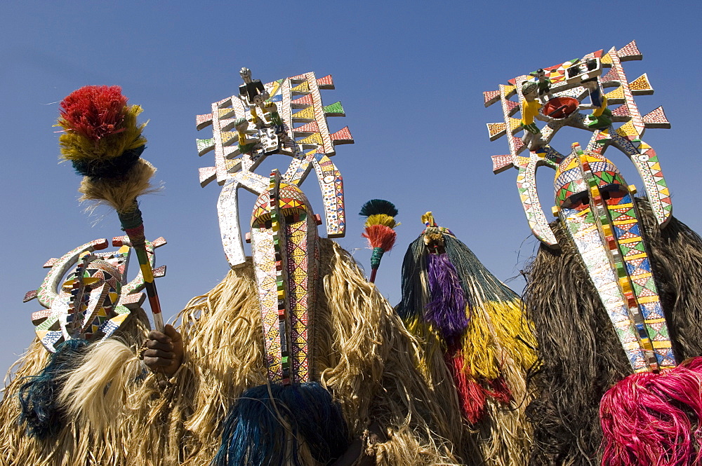 Bobo masks during festivities, Sikasso, Mali, Africa