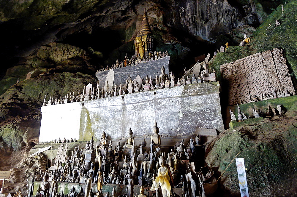 The Pak Ou caves, a well known Buddhist site and place of pilgrimage, 25km from Luang Prabang, Laos, Indochina, Southeast Asia, Asia