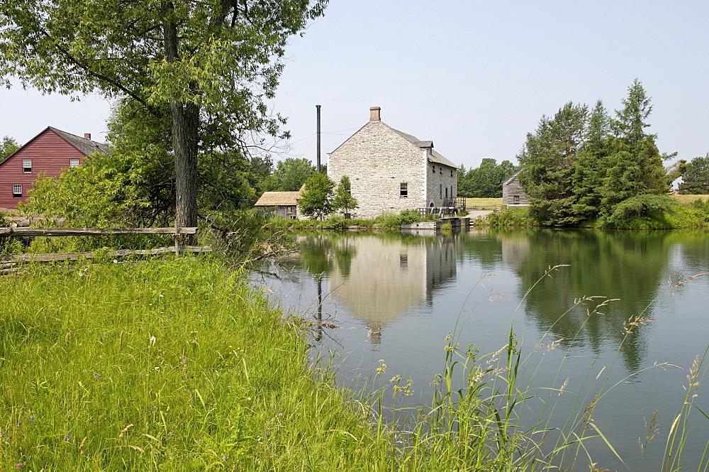 Mill pond, Upper Canada Village dating from the 1860s, Heritage Park, Morrisburg, Ontario Province, Canada, North America