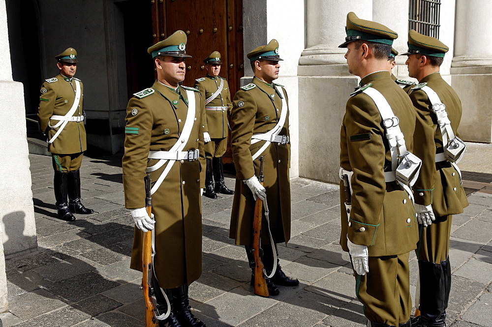 Changing of the Guard, La Moneda Palace, Santiago, Chile, South America