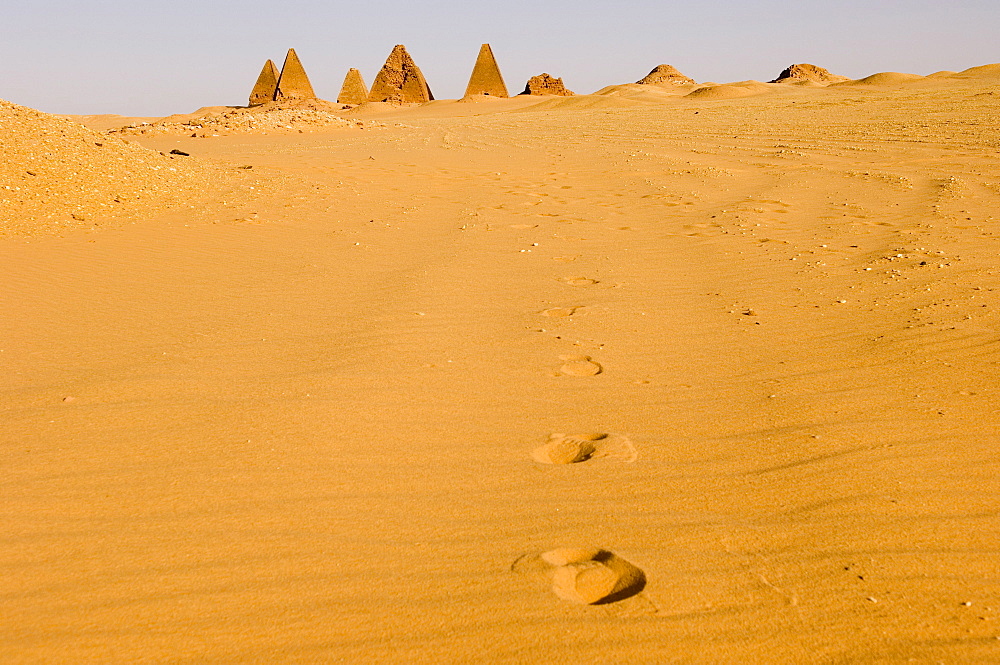 Pyramids to the west of the temple at Jebel Barkal, UNESCO World Heritage Site, near Karima, Sudan, Africa