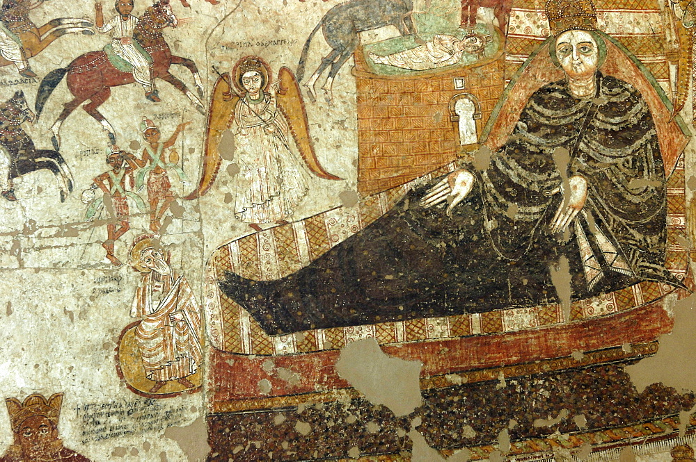 The Annunciation, Farras Cathedral, frescoes and murals from ruined Nubian churches, dating from the 8th to the 15th centuries, The National Museum, Khartoum, Sudan, Africa