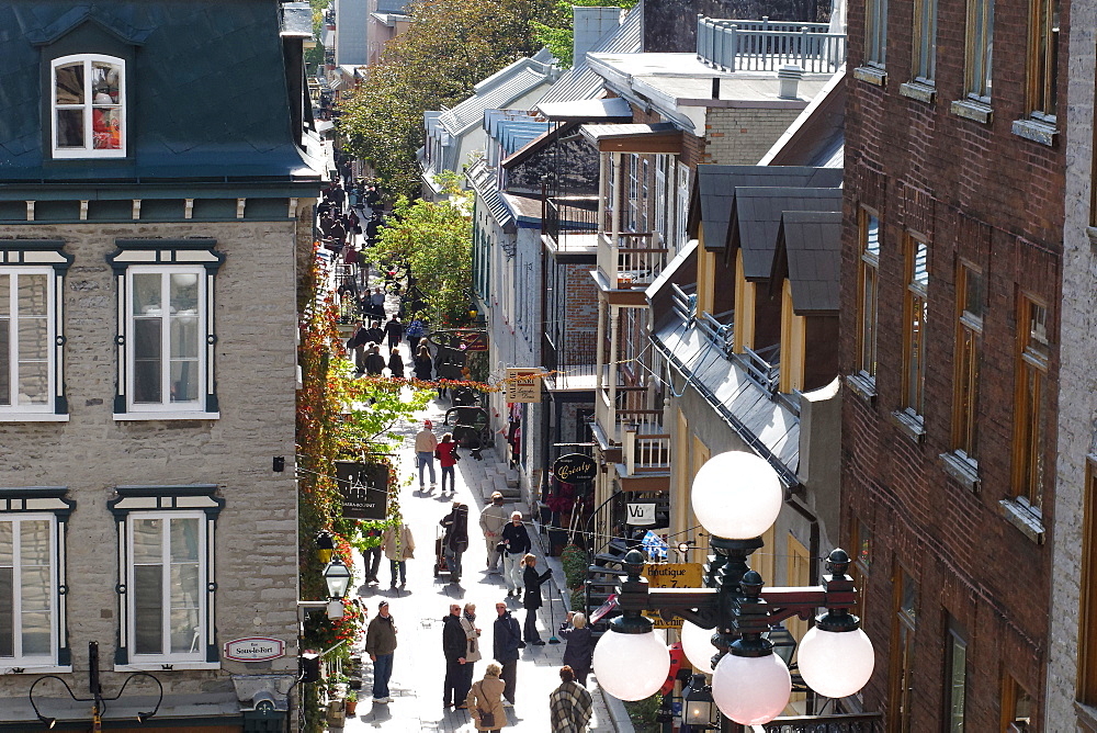 Petit Champlain located in the district of Vieux-Quebec-Cap-Blanc-Colline Parlementaire, UNESCO World Heritage Site, Quebec City, Quebec Province, Canada, North America