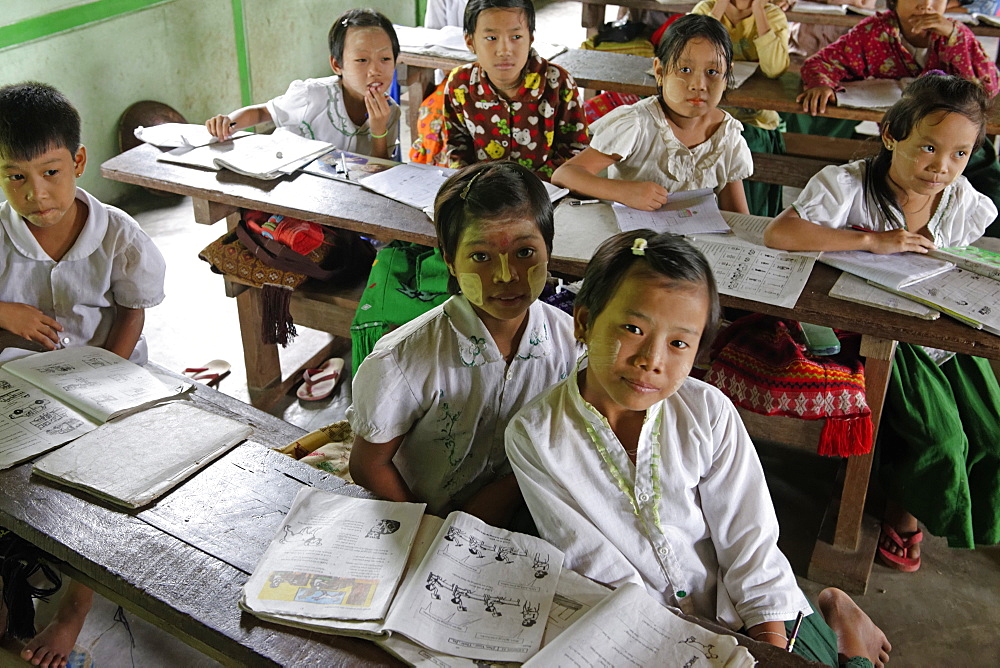 Primary school, Thet Kel Kyin village, Indaw area. Sagaing Division, Republic of the Union of Myanmar (Burma), Asia