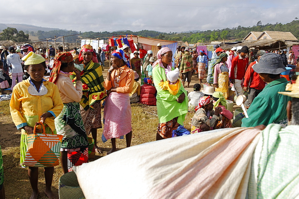 Friday market in the Betsileo country, around Fianarantsoa, Madagascar, Africa 