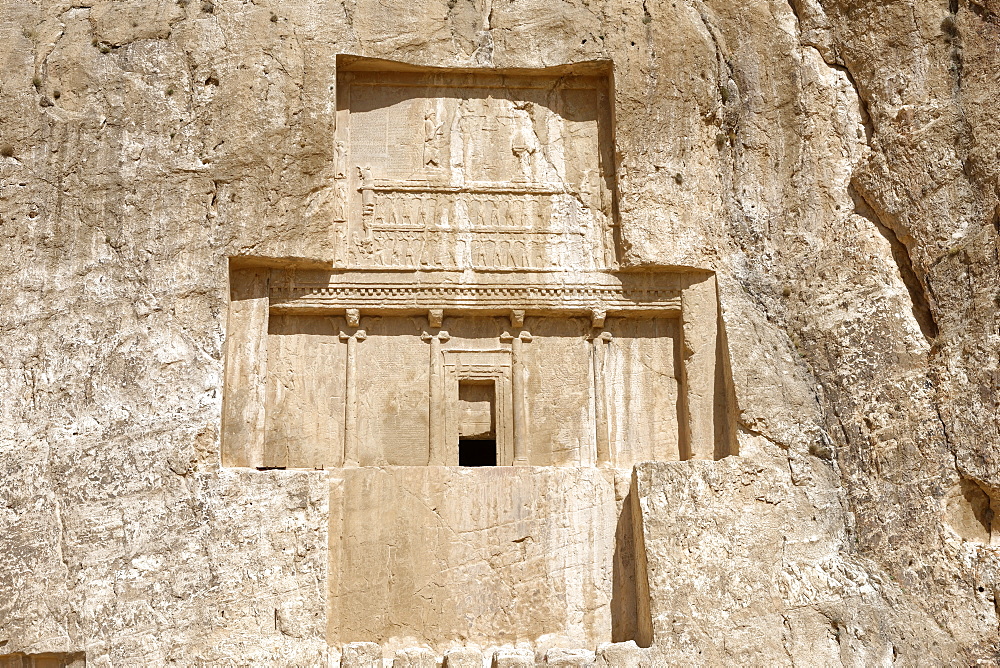 The tomb of Darius I at the historical Naqsh-e Rostam necropolis, Persepolis area, Iran, Middle East