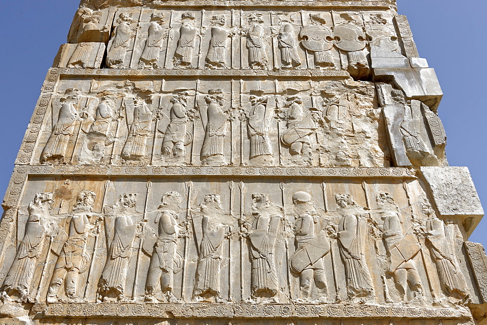 Guard of immortals, Palace of the Hundred Columns, Persepolis, Iran, Middle East