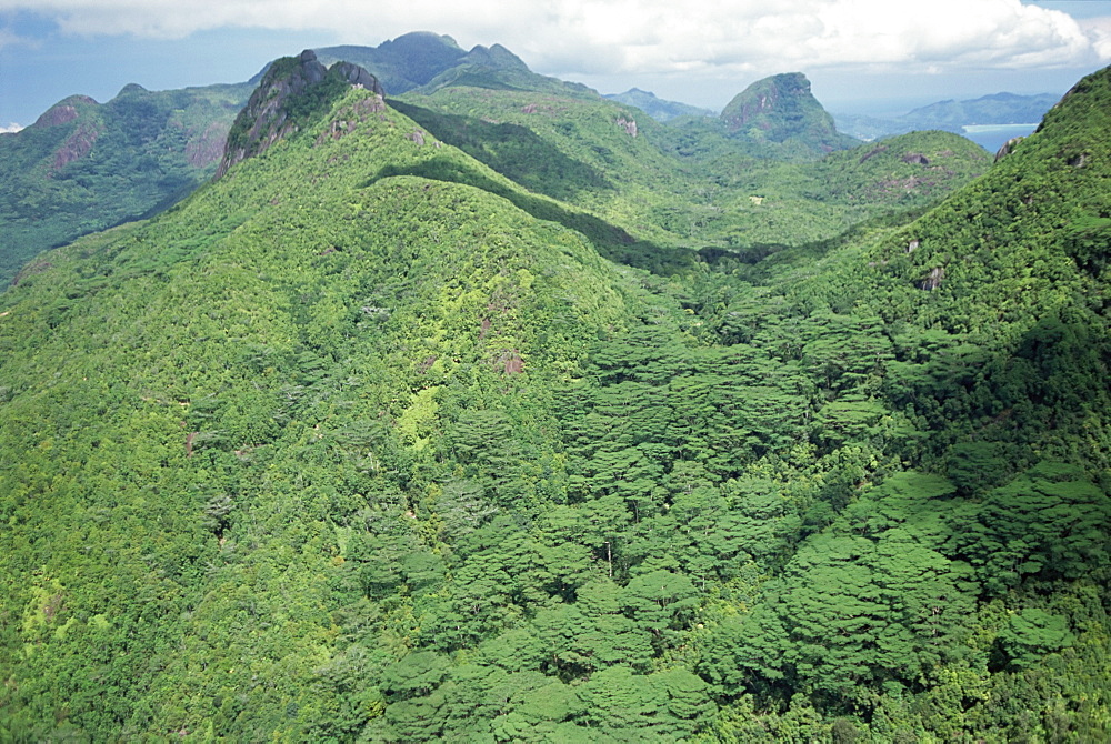 Aerial view of Morne Seychellois, Northern Region, island of Mahe, Seychelles, Indian Ocean, Africa