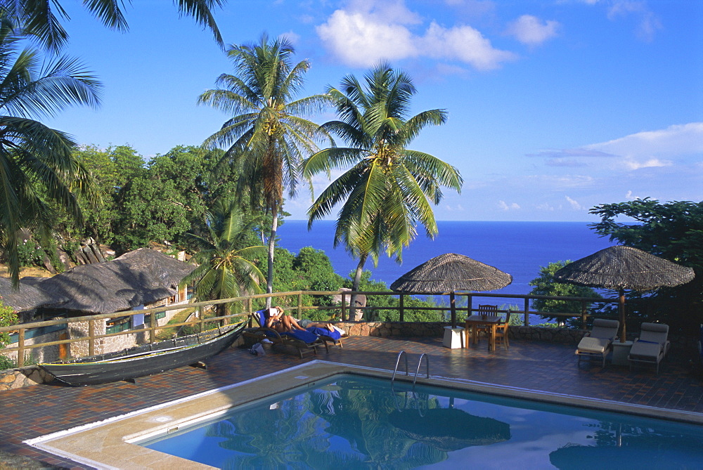 Chateau de Feuilles, Anse de Marie Louise, south coast, island of Praslin, Seychelles, Indian Ocean, Africa