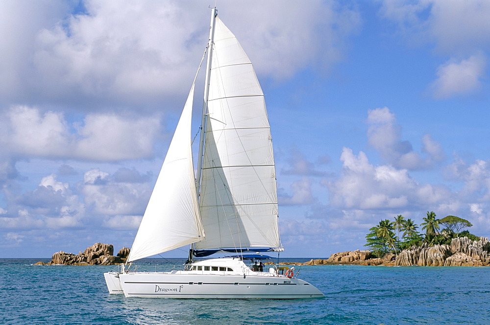 Catamaran, island of Praslin, Seychelles, Indian Ocean, Africa