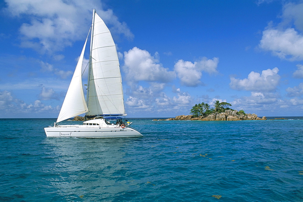 Catamaran, island of Praslin, Seychelles, Indian Ocean, Africa