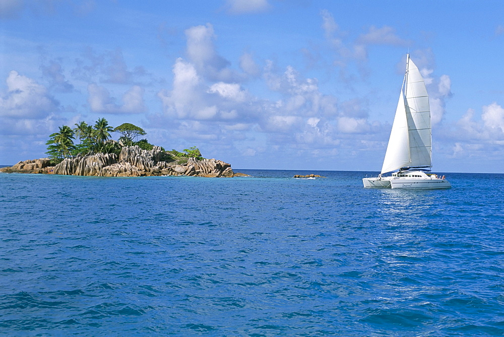 Catamaran, island of Praslin, Seychelles, Indian Ocean, Africa