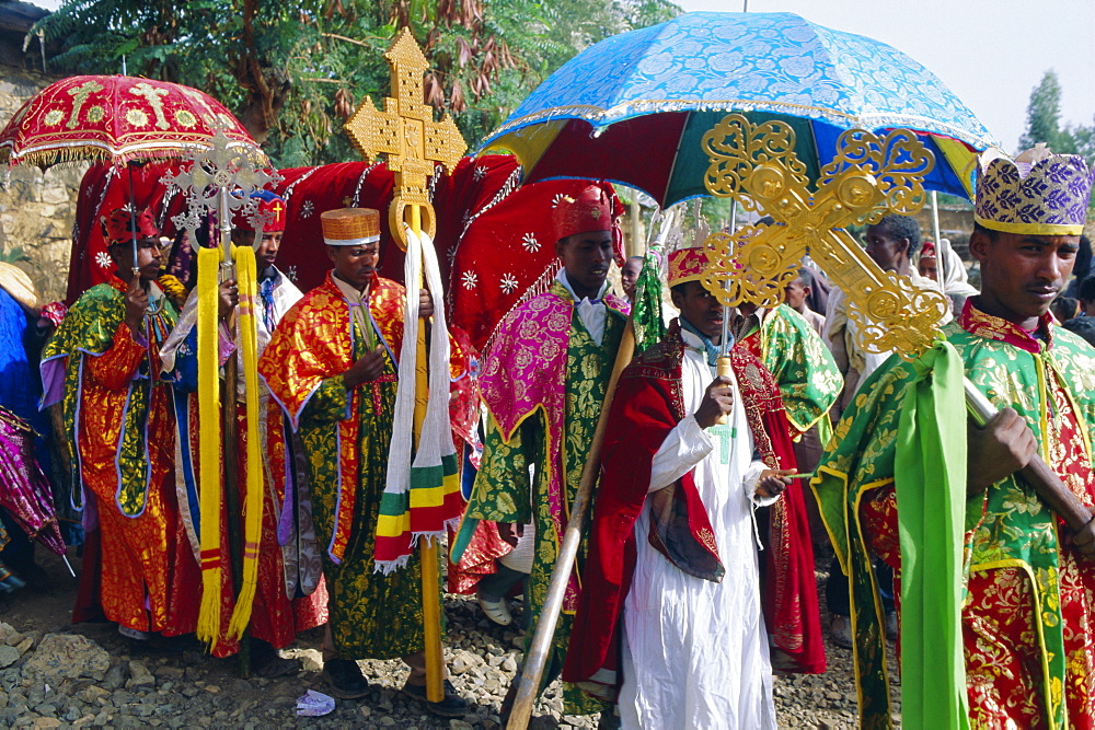 Procession during the festival of Rameaux, Axoum, Ethiopia, Africa