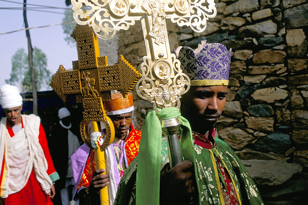 Palm Sunday procession, Axoum (Axum) (Aksum), Tigre region, Ethiopia, Africa