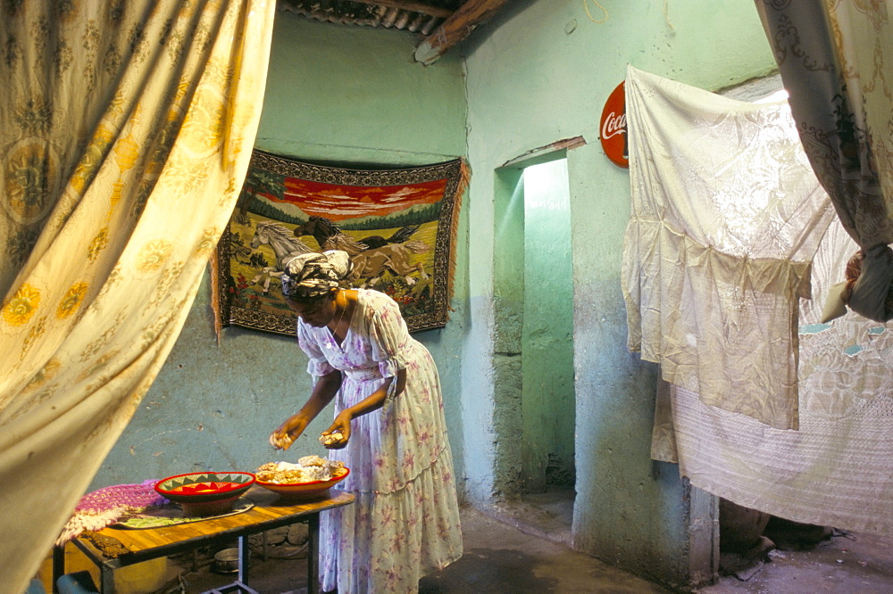 Preparing for coffee ceremony, Abi-Adi, Tigre region, Ethiopia, Africa