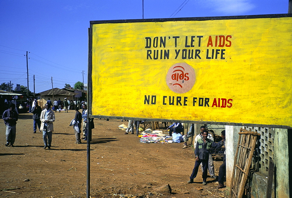 AIDS sign in the village of Gimbii, Oromo country, Welega state, Ethiopia, Africa