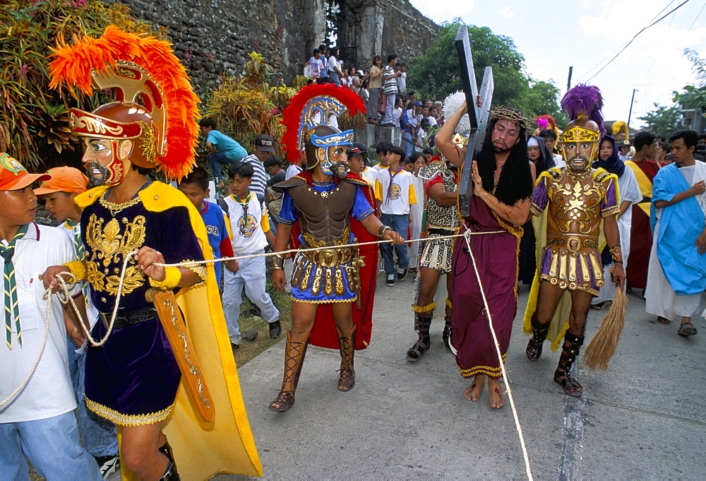 Christ of Calvary in Easter procession, Morionnes, island of Marinduque, Philippines, Southeast Asia, Asia