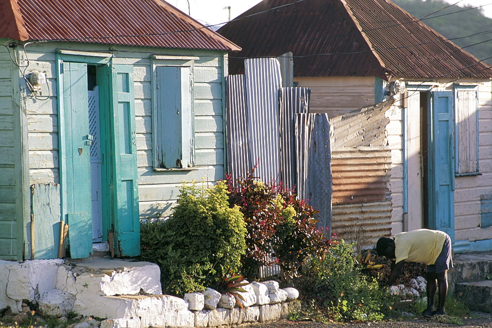 Houses in the old colonial quarter, St. John's, Antigua, Leeward Islands, West Indies, Caribbean, Central America