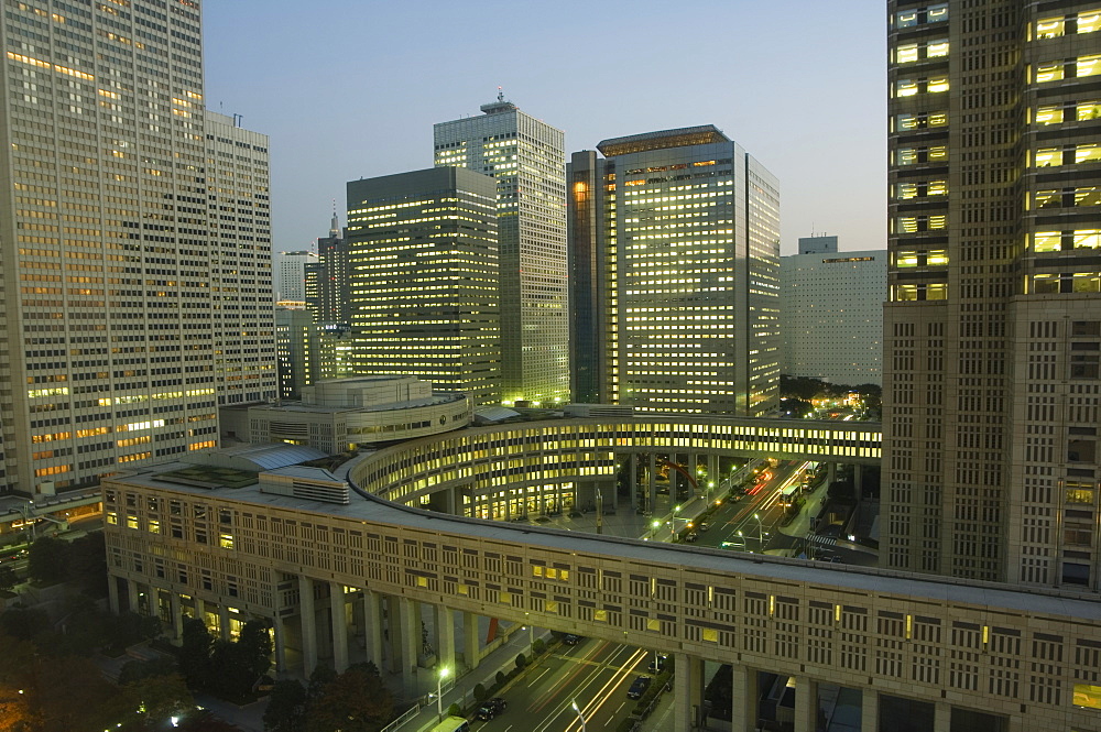 Nightime skyscrapers and city buildings, Shinjuku, Tokyo, Japan, Asia